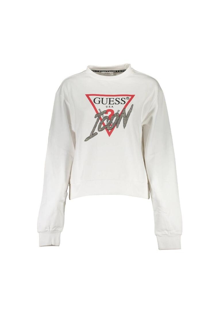 

Хлопковый свитер с логотипом со стразами Guess, белый