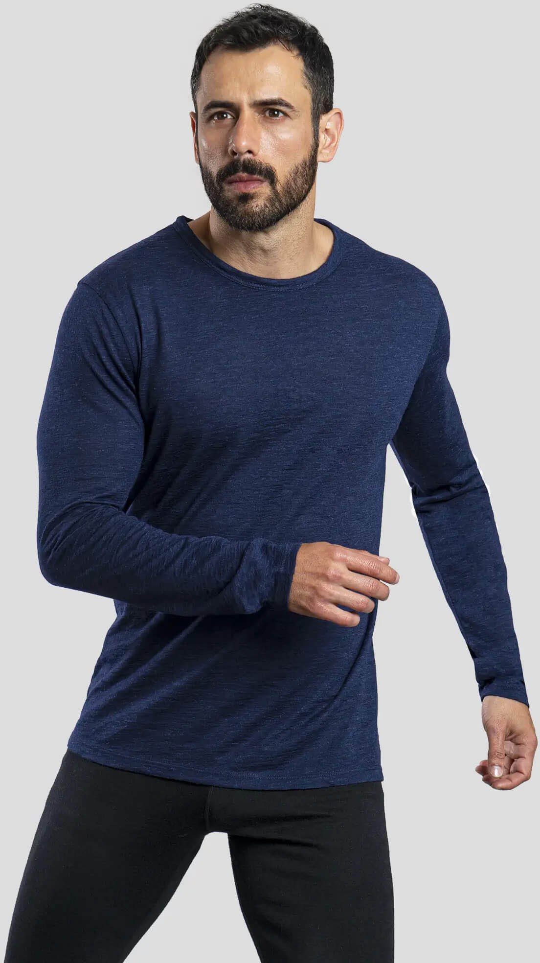 160 Сверхлегкая базовая рубашка с длинными рукавами из шерсти альпаки — мужская Arms of Andes, синий