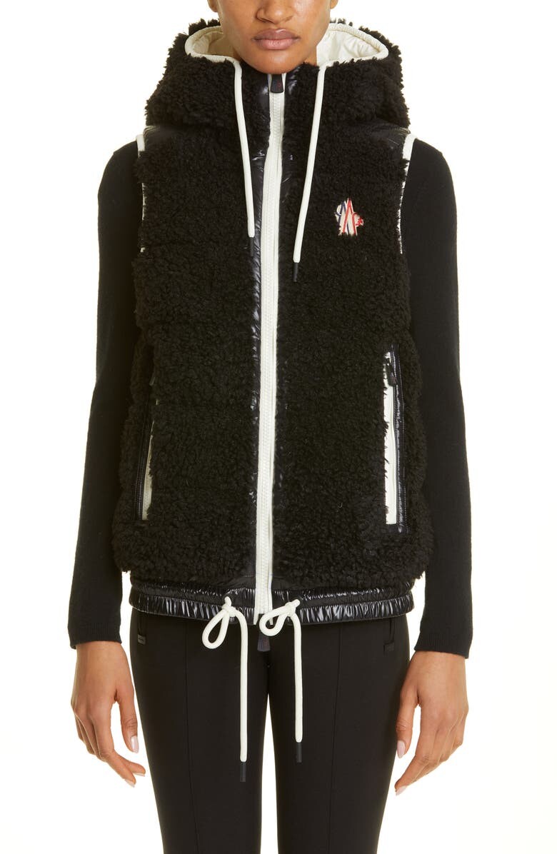 

Пуховик с капюшоном из флиса Teddy MONCLER GRENOBLE, черный