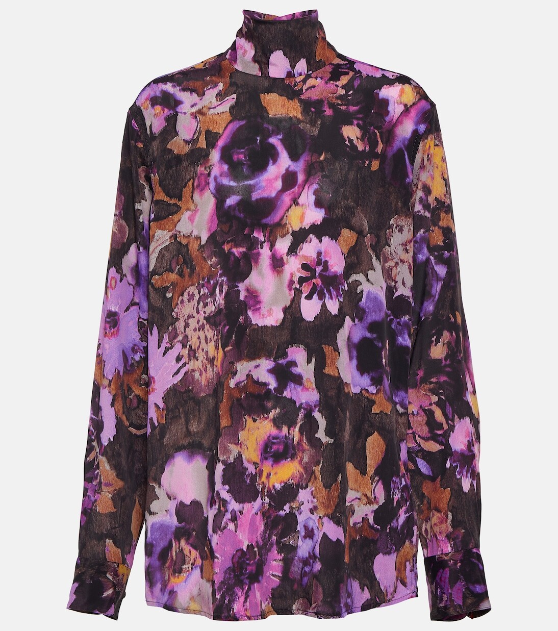 

Водолазка из смесового шелка с цветочным принтом Dries Van Noten, мультиколор