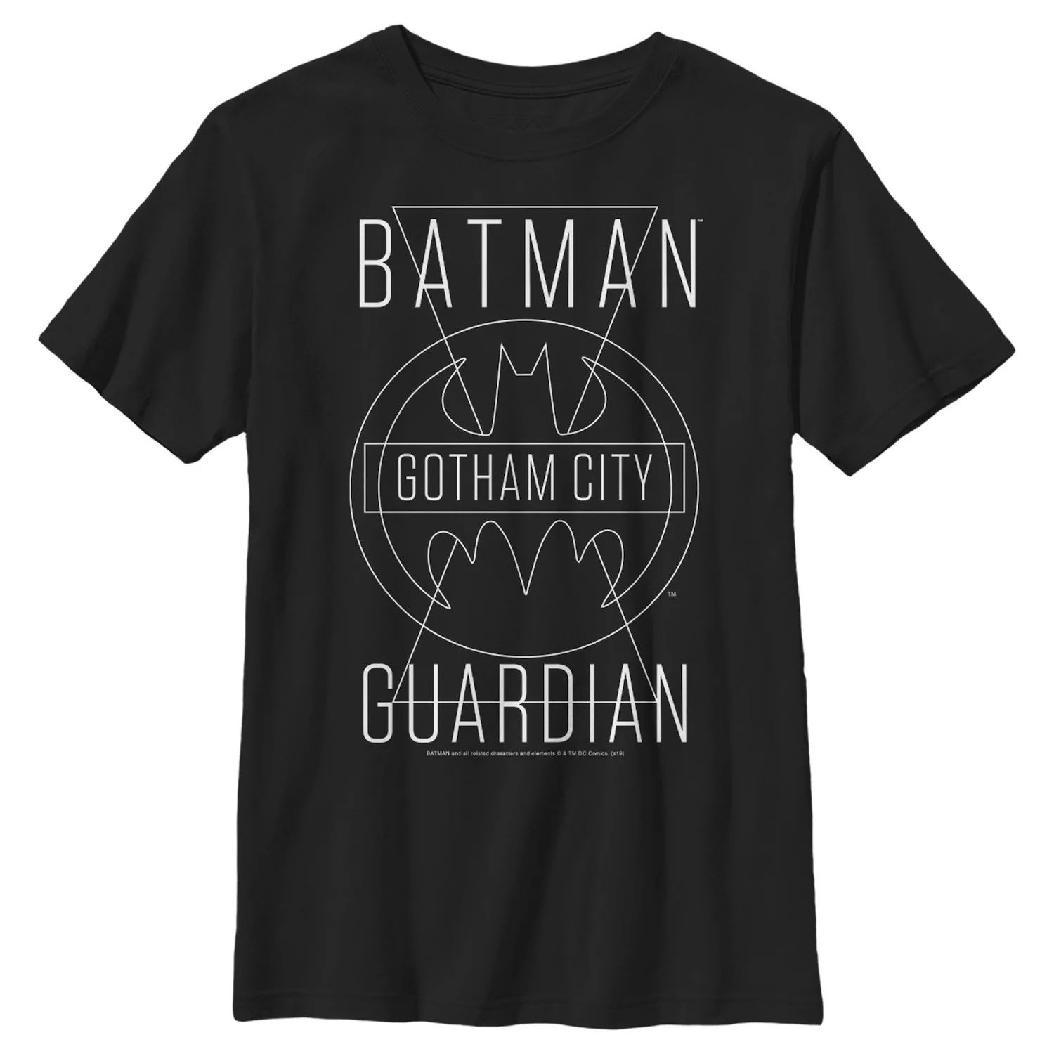 Футболка с графическим рисунком и текстовым плакатом для мальчиков 8–20 лет из комиксов DC Бэтмен Готэм-сити Guardian DC Comics