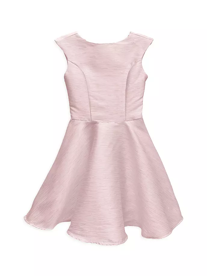 Жаккардовое платье цвета металлик с короткими рукавами для девочек Un Deux Trois, розовый