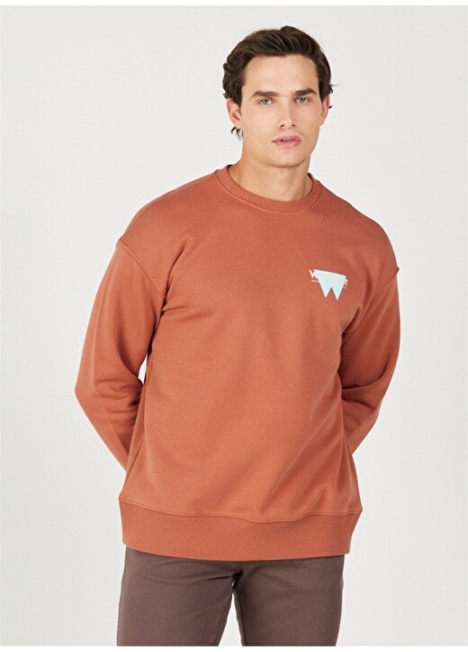 

Коричневый мужской свитшот с круглым вырезом Wrangler