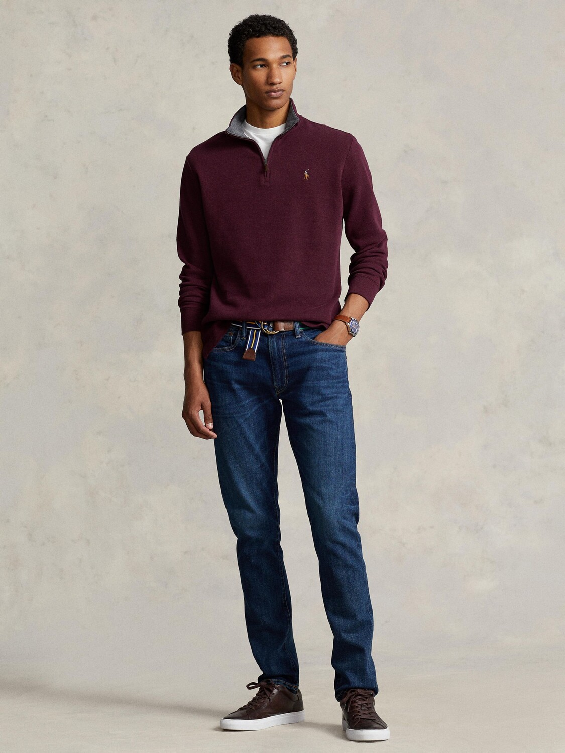 

Трикотажный топ с молнией до половины Polo Ralph Lauren, Aged Wine Htr Barcly