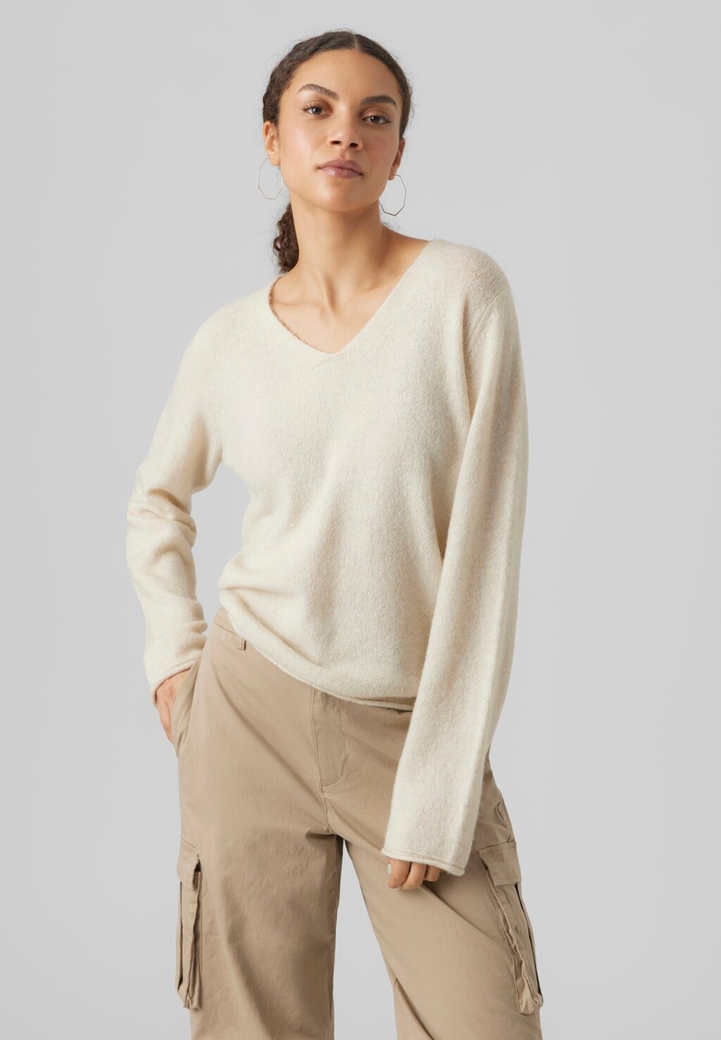 

Вязаный свитер VMRAIN V-NECK PULLOVER Vero Moda, цвет birch
