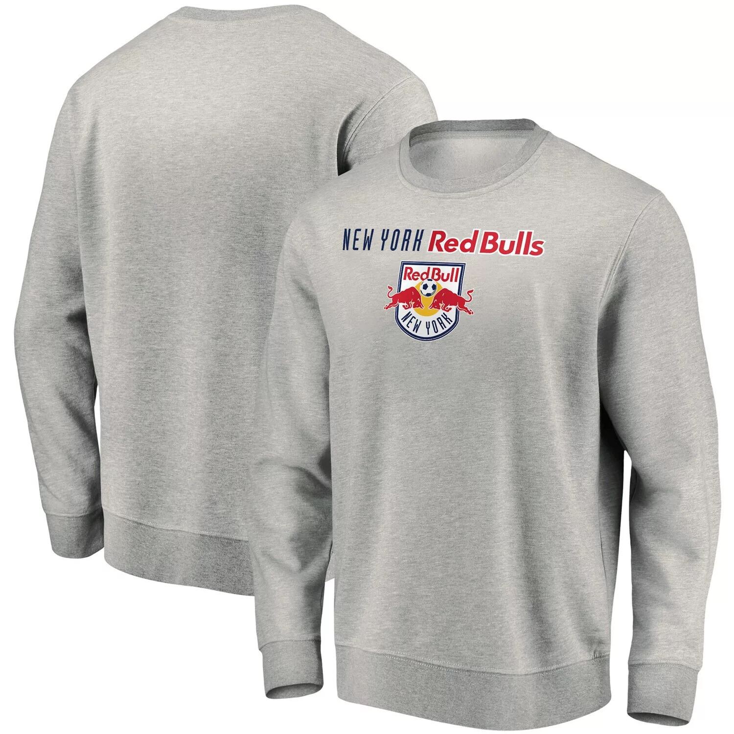 

Мужской пуловер с принтом Fanatics Heathered Grey New York Red Bulls Prep Squad Arch