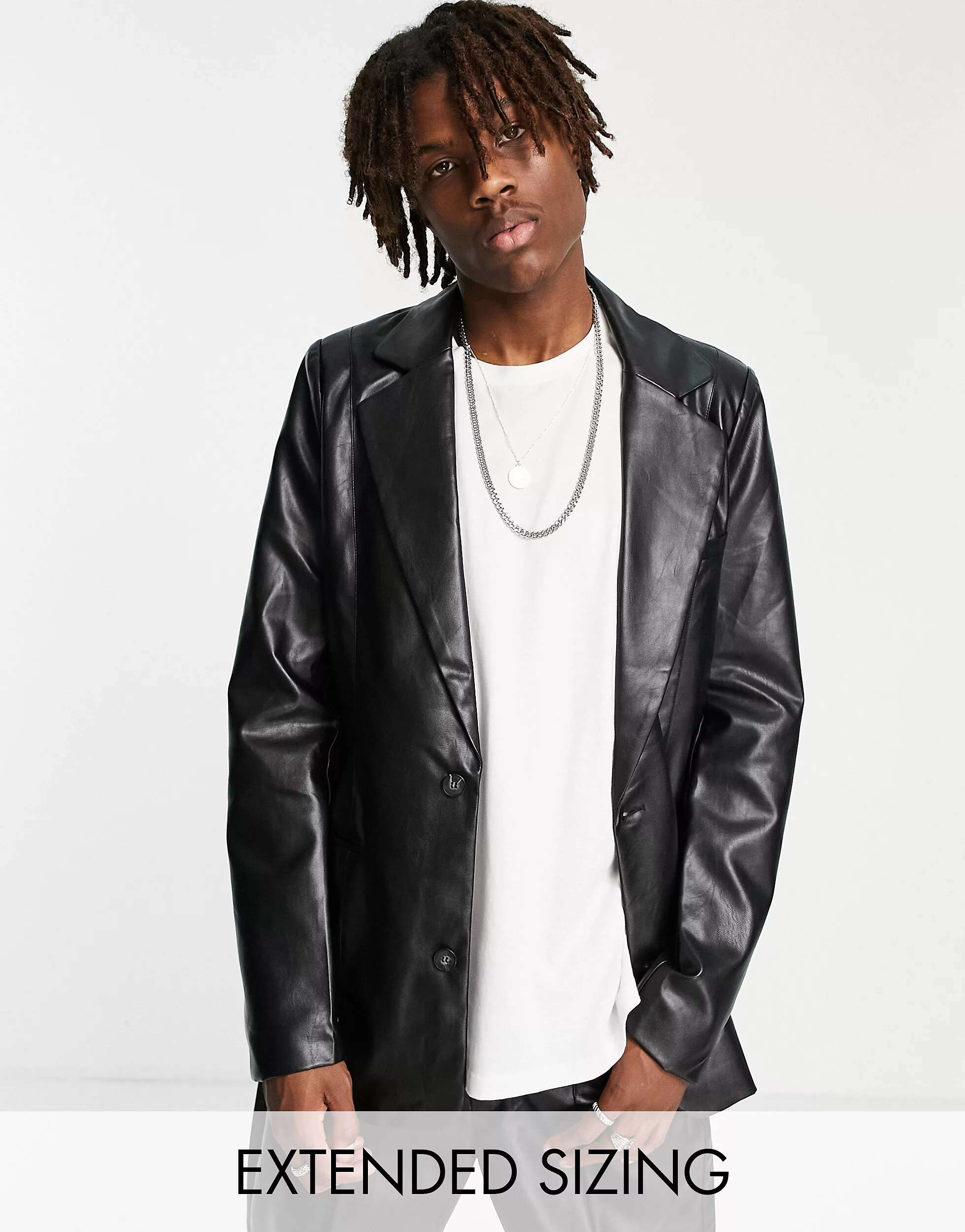 цена Черный кожаный пиджак в винтажном стиле Reclaimed Reclaimed Vintage