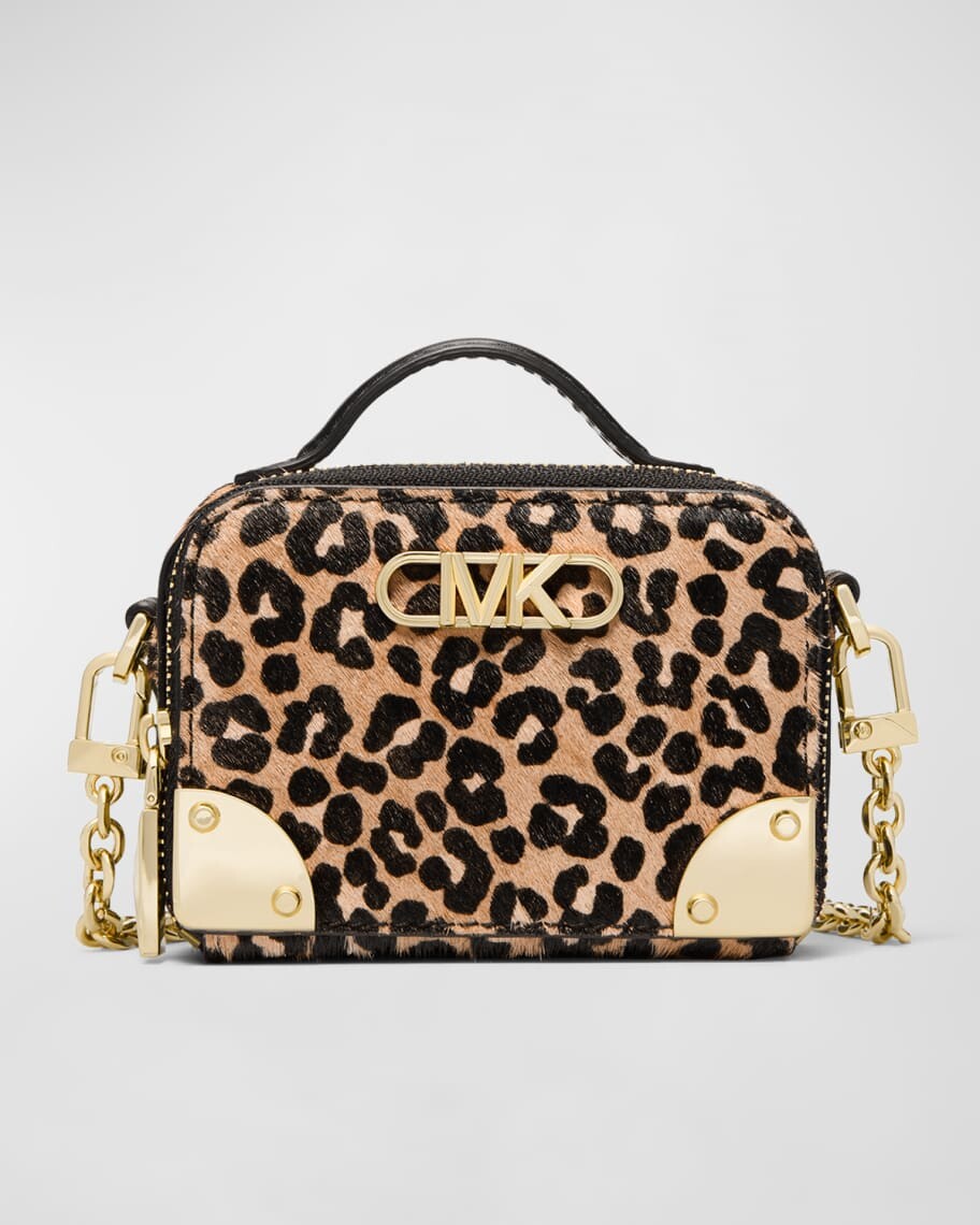 

Сумка через плечо Micro Trunk из телячьей шерсти с леопардовым принтом MICHAEL Michael Kors