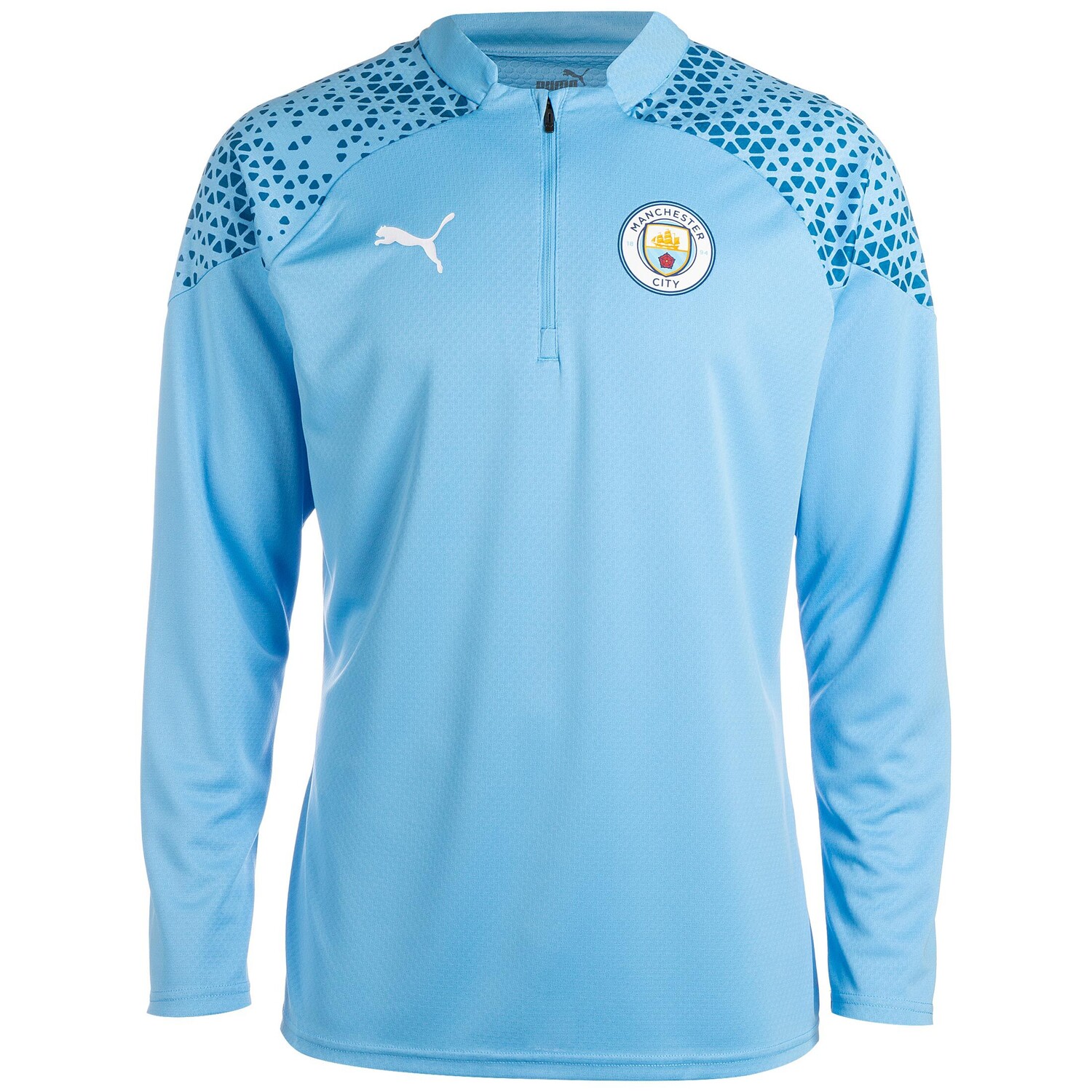 

Толстовка Puma Trainingstop Manchester City 1/4 Zip, цвет hellblau/blau