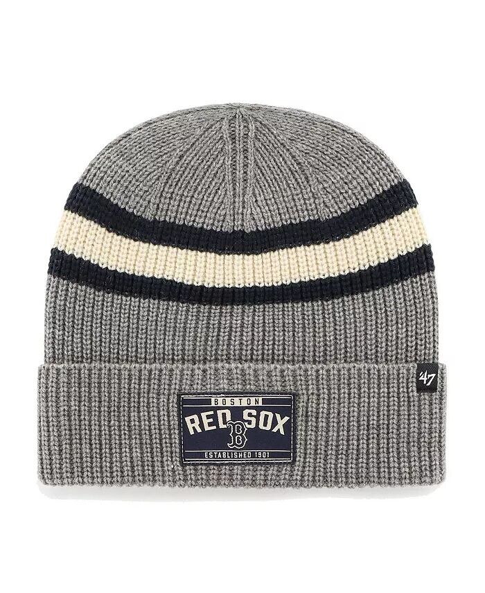 

Мужская графитовая вязаная шапка Boston Red Sox Penobscot с манжетами '47 Brand, серый