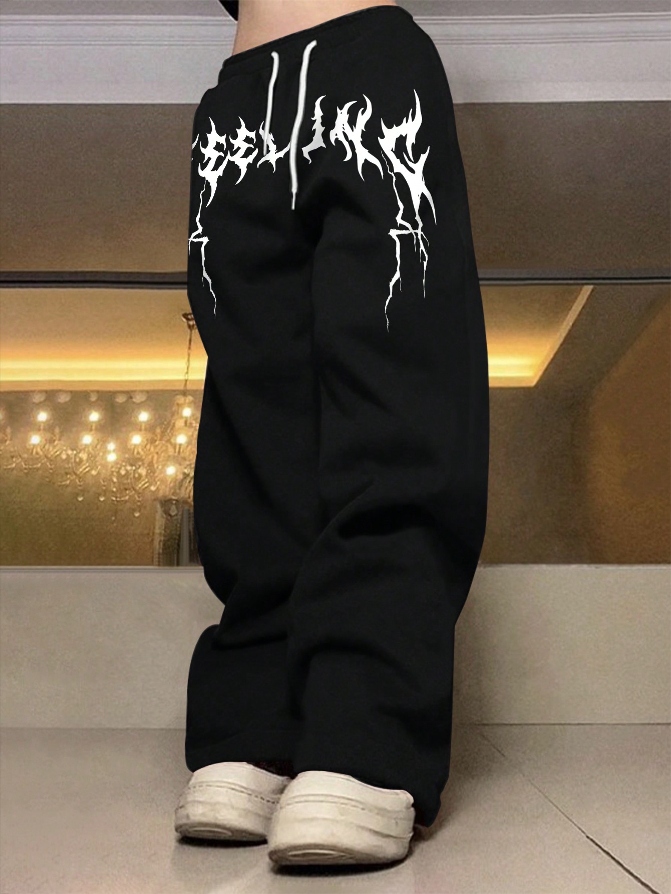 Мужские брюки-джоггеры Manfinity EMRG с завязками на талии и буквенным принтом, черный мужские спортивные штаны с завязками на талии и эластичными манжетами черный