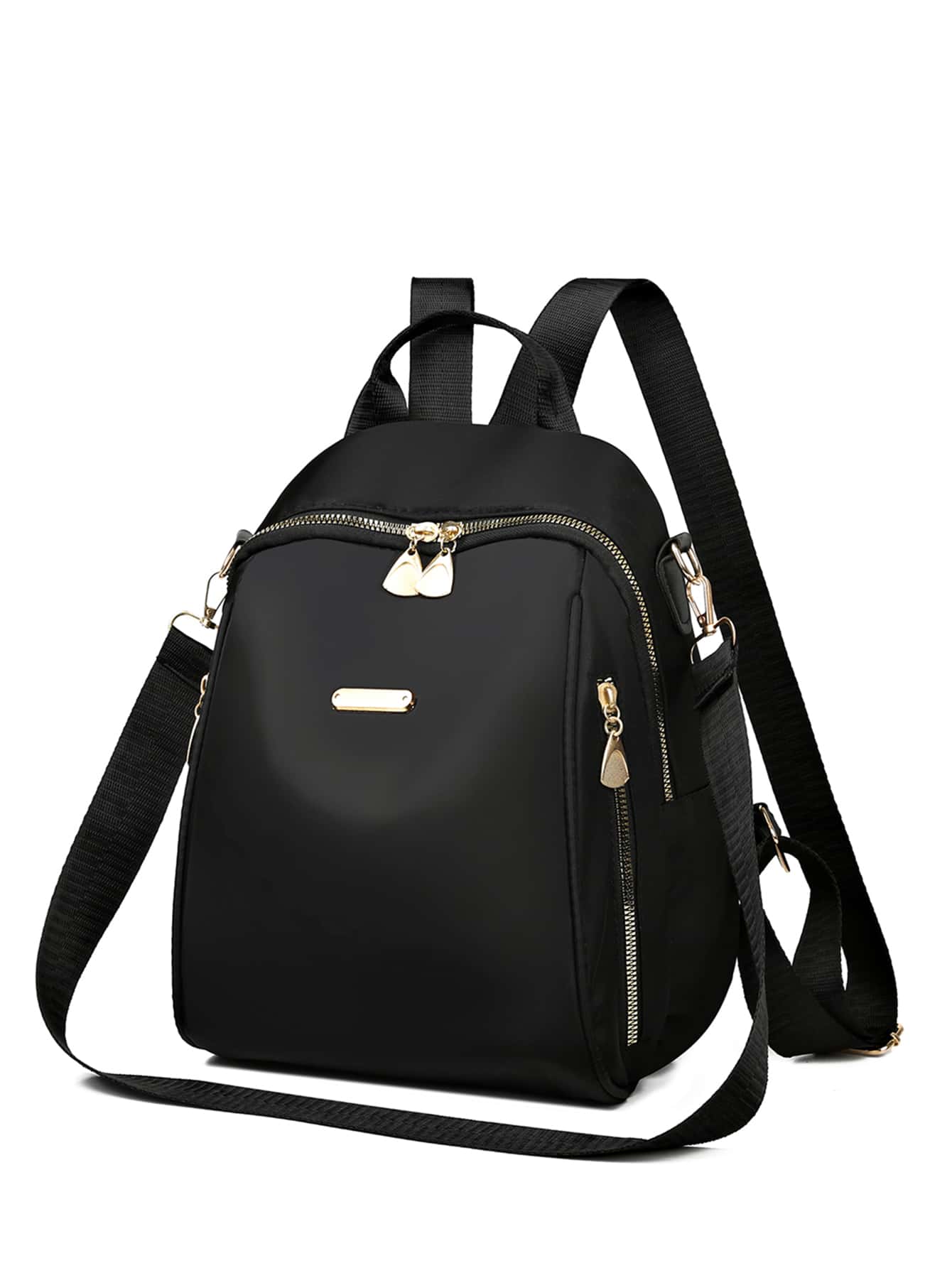 Классический рюкзак с металлическим декором на молнии Черный Модные, черный 14 дюймовый водонепроницаемый мужской рюкзак на молнии с декором узлом черный