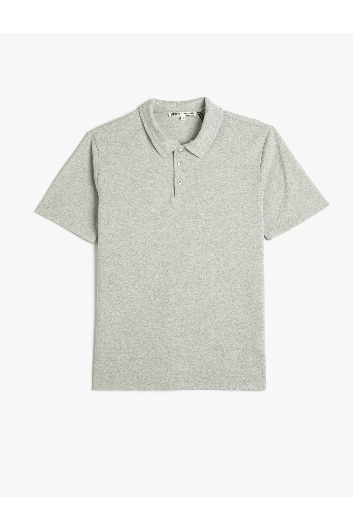 Базовая футболка-поло на пуговицах с коротким рукавом Koton, серый базовая футболка с воротником поло на пуговицах с коротким рукавом koton хаки