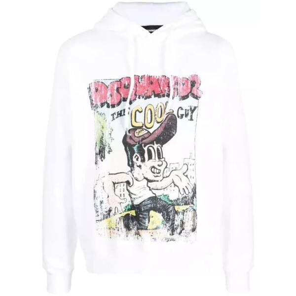 

Футболка graffiti-print cotton hoodie Dsquared2, белый