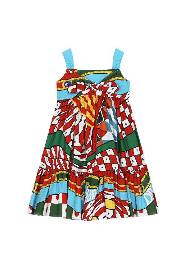 

Красное платье для девочки со смешанным узором Dolce&Gabbana