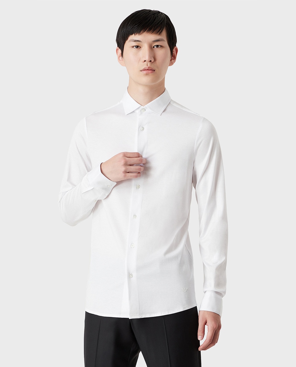 цена Мужская однотонная спортивная рубашка Emporio Armani, белый