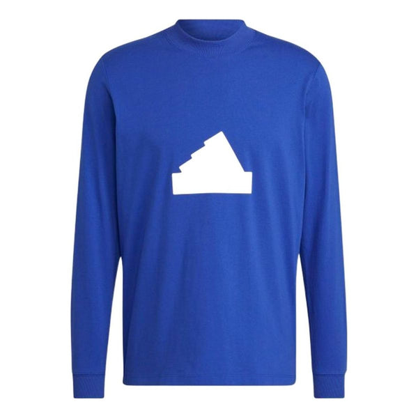 Футболка Men's adidas New Cl Ls Tee Logo Pullover Round Neck Long Sleeves Blue T-Shirt, синий