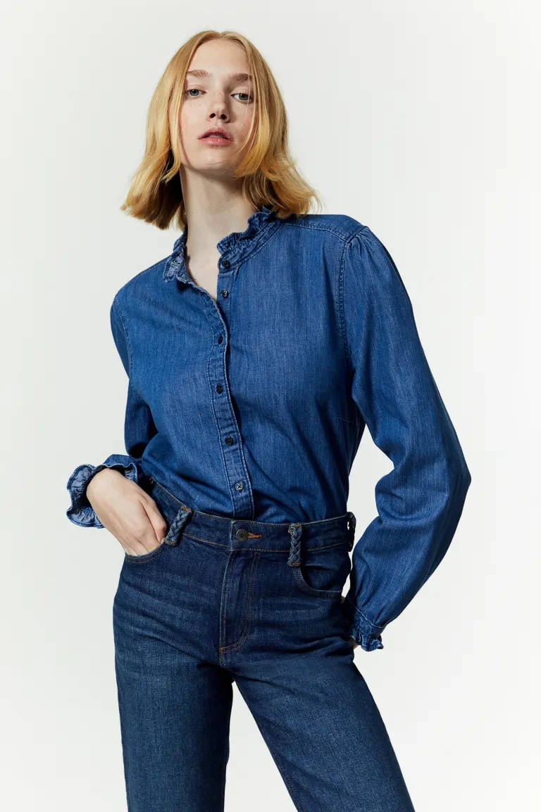 

Джинсовая блузка с рюшами H&M, синий