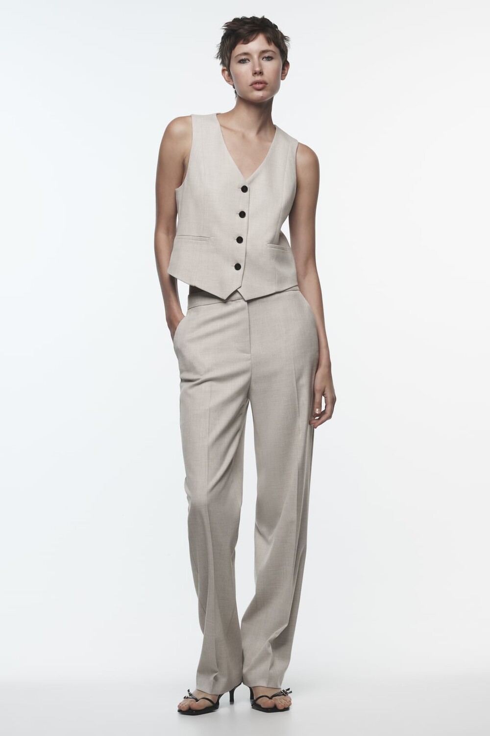 

Брюки прямого кроя ZARA, серый