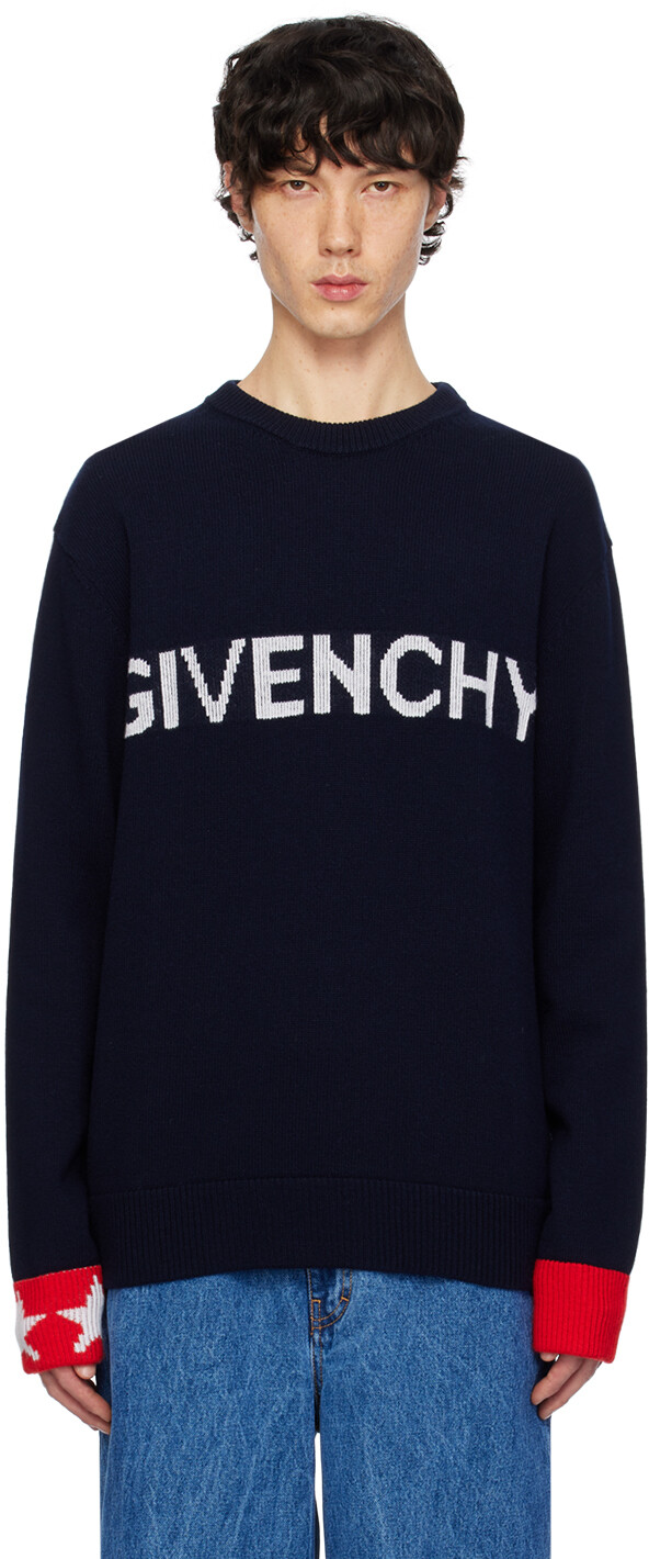 

Темно-синий жаккардовый свитер Givenchy