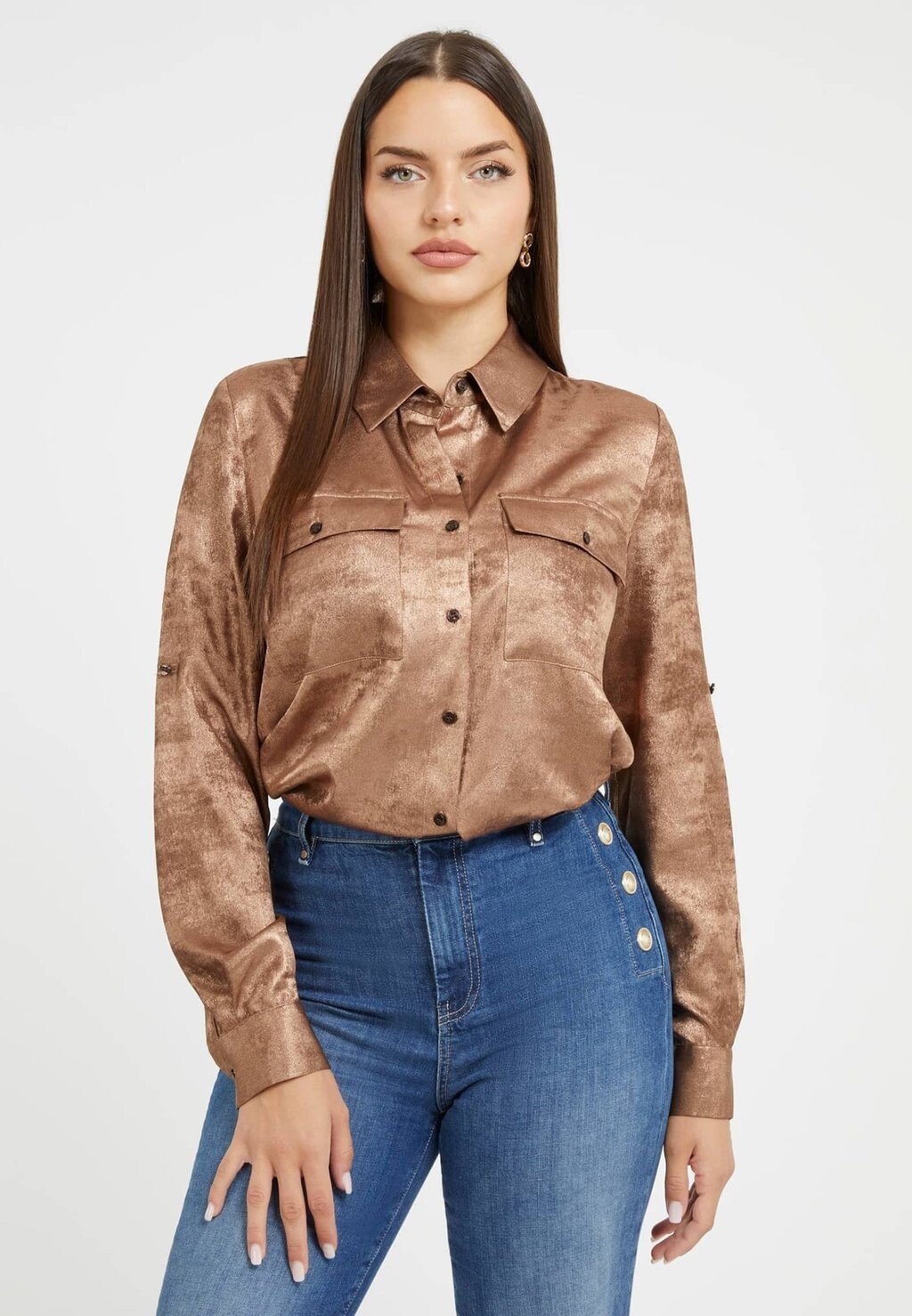 

Рубашка Guess ОПТИК, цвет braun