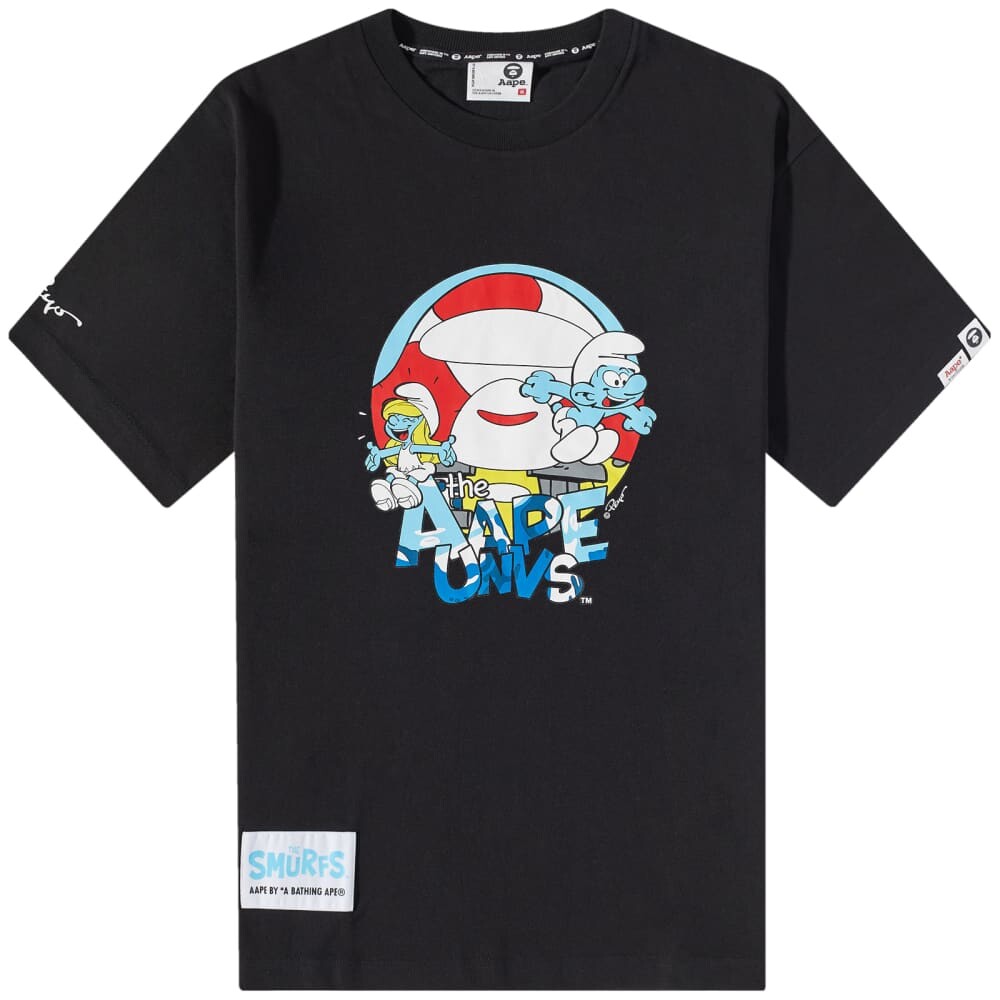 

Футболка AAPE x Smurfs Moonface Smurf, черный