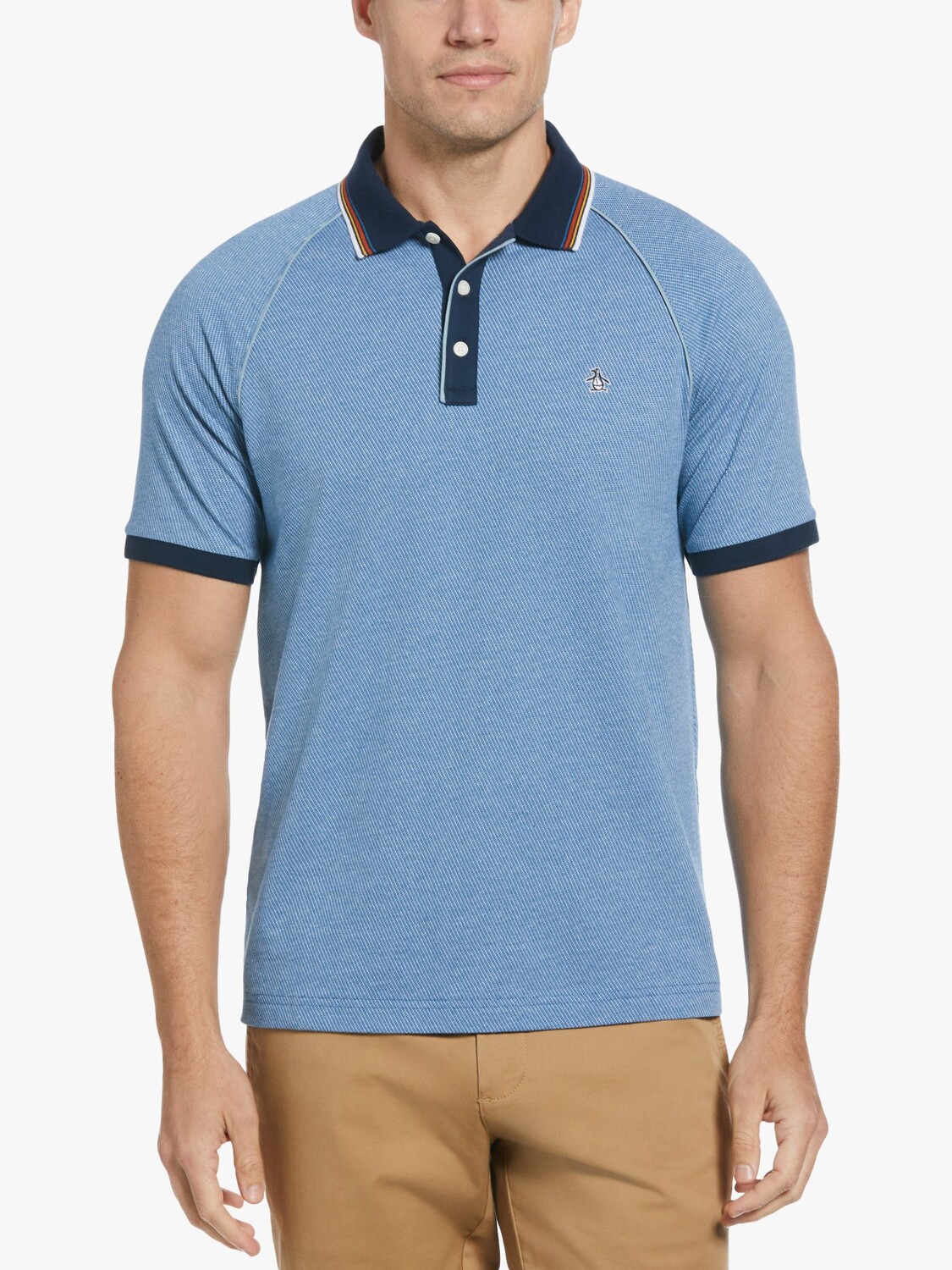 

Рубашка-поло Original Penguin с жаккардовой окантовкой, темно-синяя