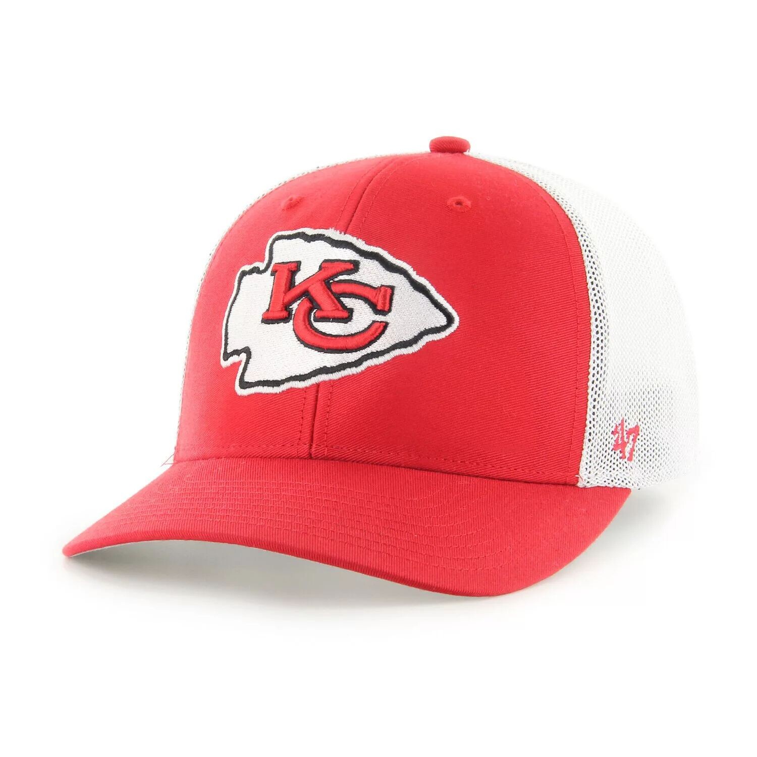 

Мужская красно-белая кепка Kansas City Chiefs Trophy Trucker 2047 года