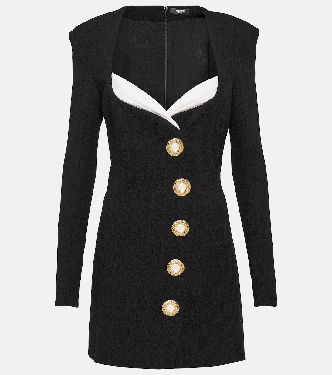 

Мини-платье из крепа Balmain, черный