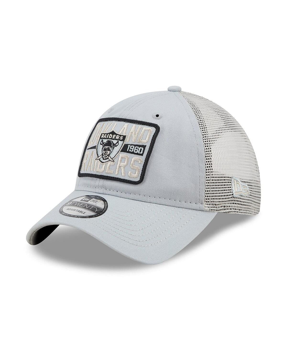 Мужская серебряная натуральная кепка Snapback с историческим логотипом Oakland Raiders Devoted Trucker 9TWENTY New Era