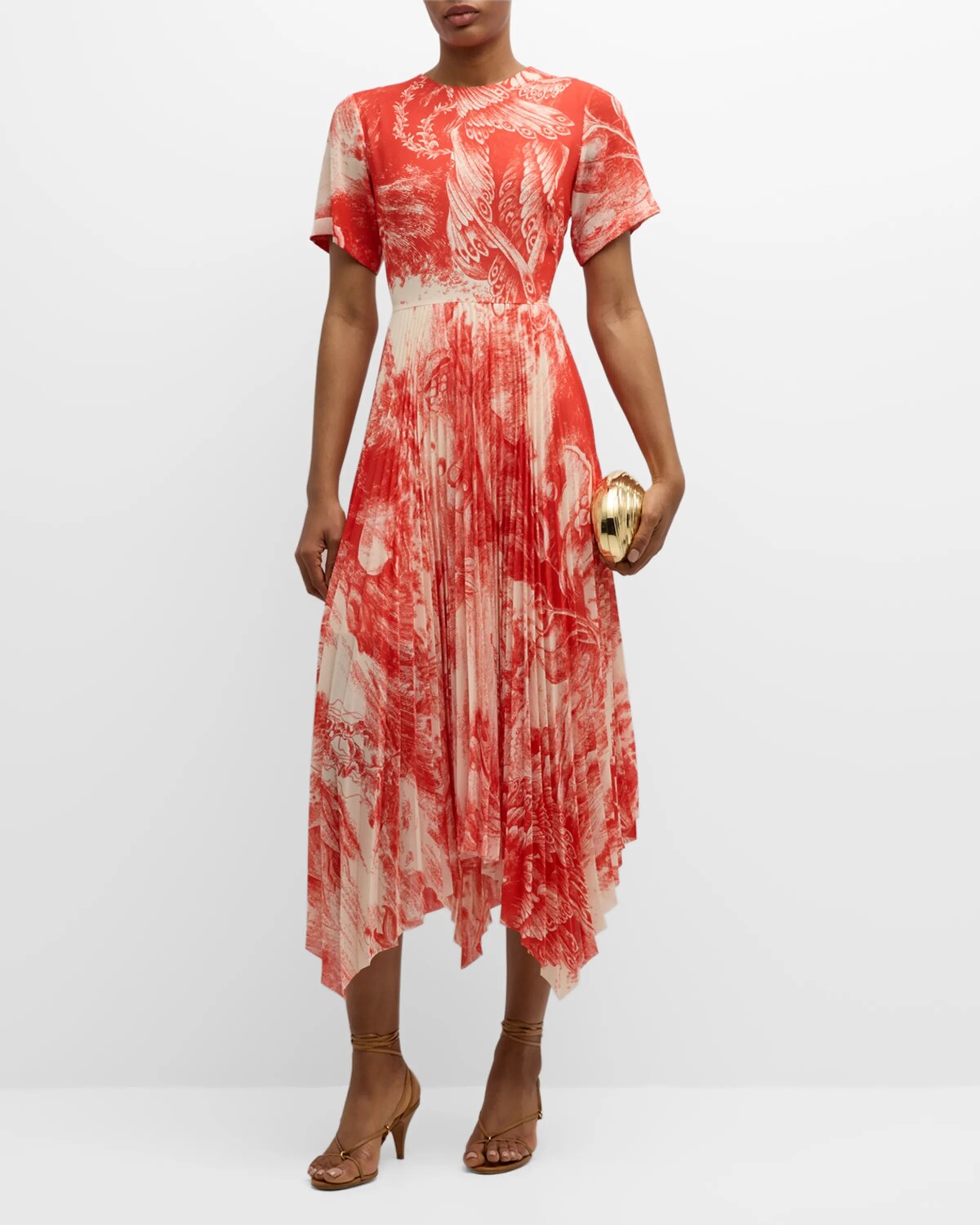 

Платье миди с принтом Oceanscape и платком по краю Jason Wu Collection, цвет Chalk/Coral