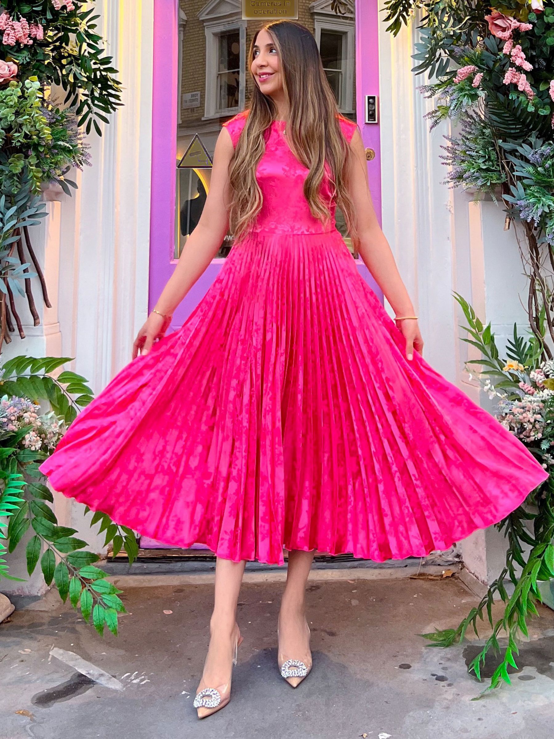 Плиссированное платье-миди с эффектом металлик Closet London, розовый платье миди со складками closet london синий черный