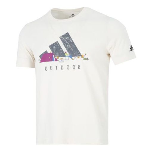 Футболка Men's adidas Ss Logo Gfx T Logo Athleisure Casual Sports Round Neck Short Sleeve Creamy White T-Shirt, мультиколор