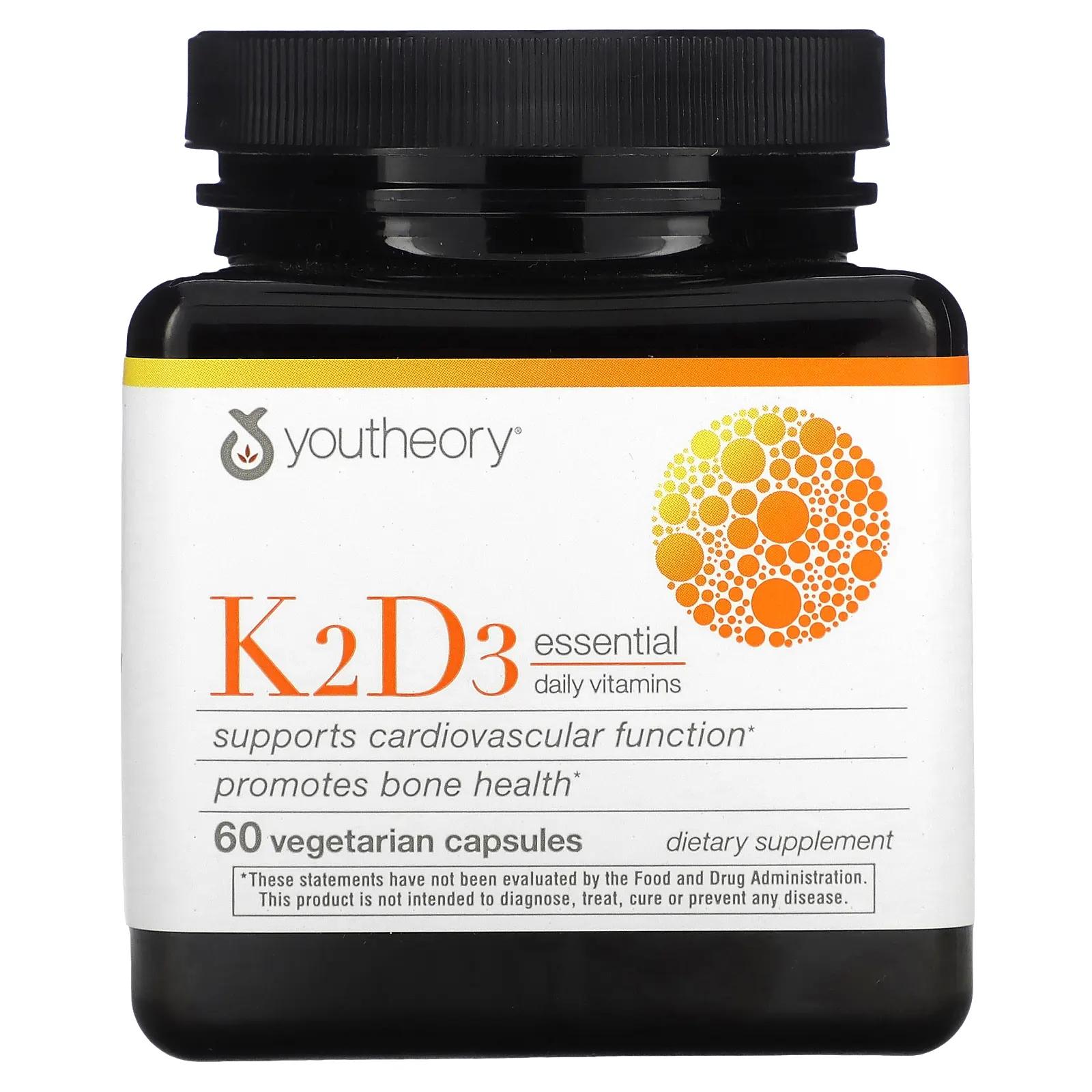 YouTheory K2D3 60 вег капсул youtheory k2d3 незаменимые ежедневные витамины 60 вегетарианских капсул