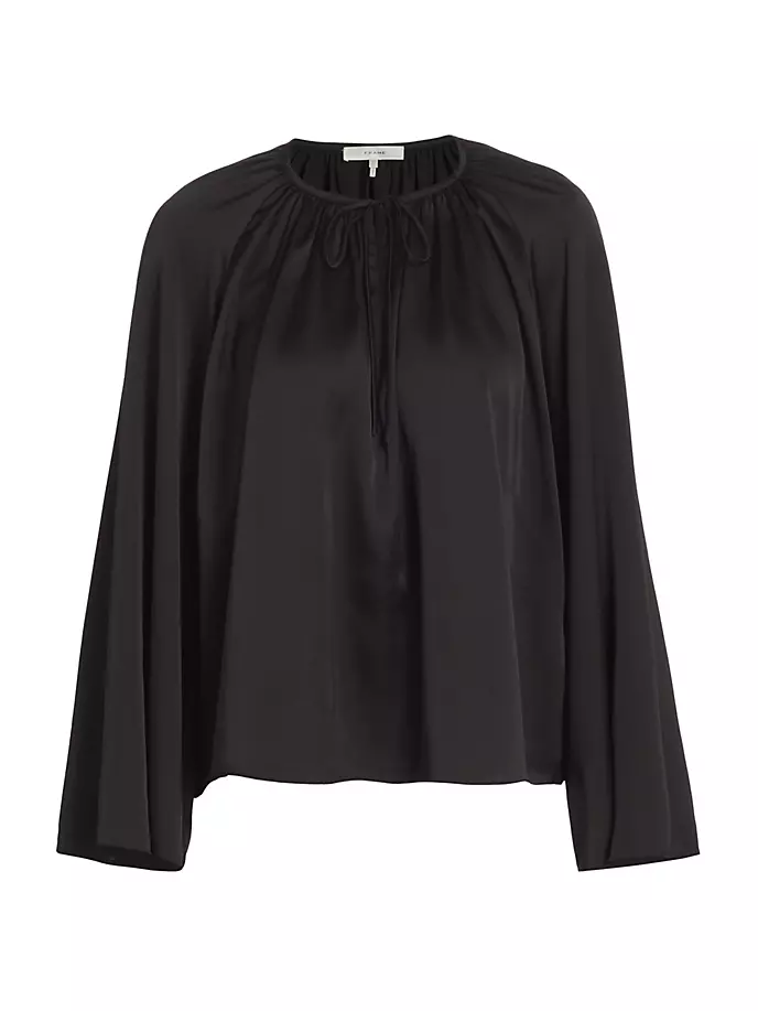 Атласная блузка со сборками Frame, черный