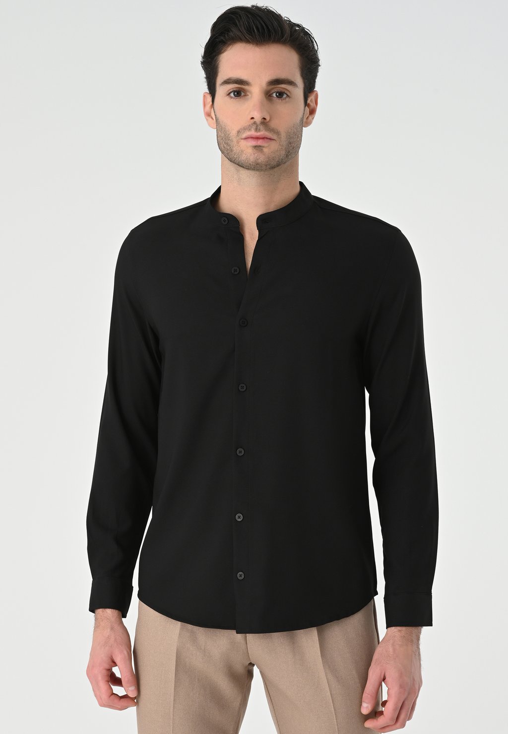 Рубашка Mandarin Collar Long Sleeve Antioch, черный