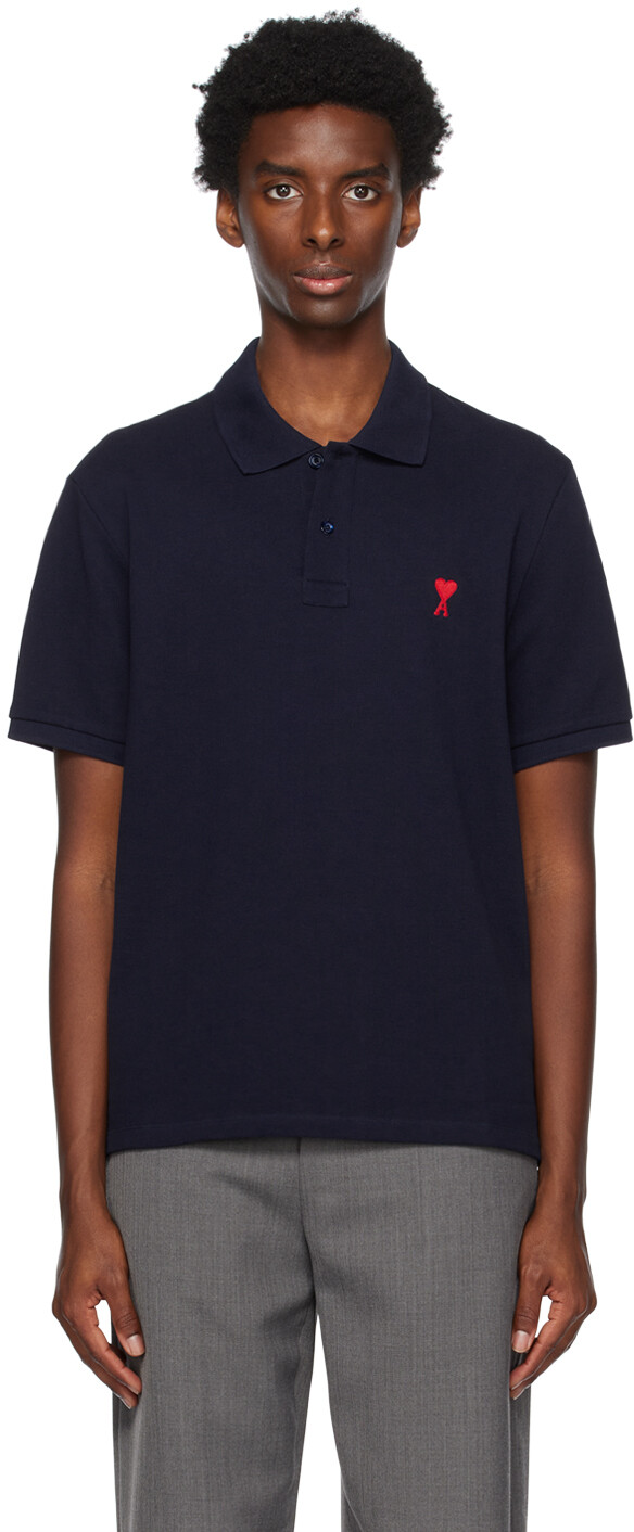 

AMI Alexandre Mattiussi Navy Ami de Cur Polo
