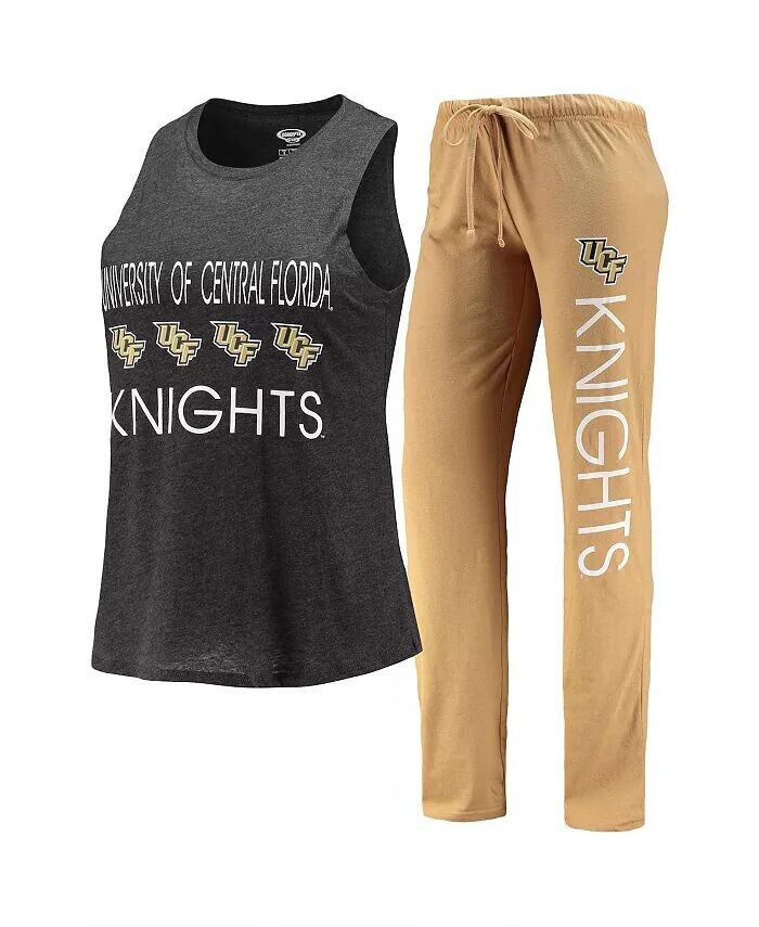

Женский комплект для сна из топа и брюк UCF Knights золотого и черного цвета Concepts Sport, золотой