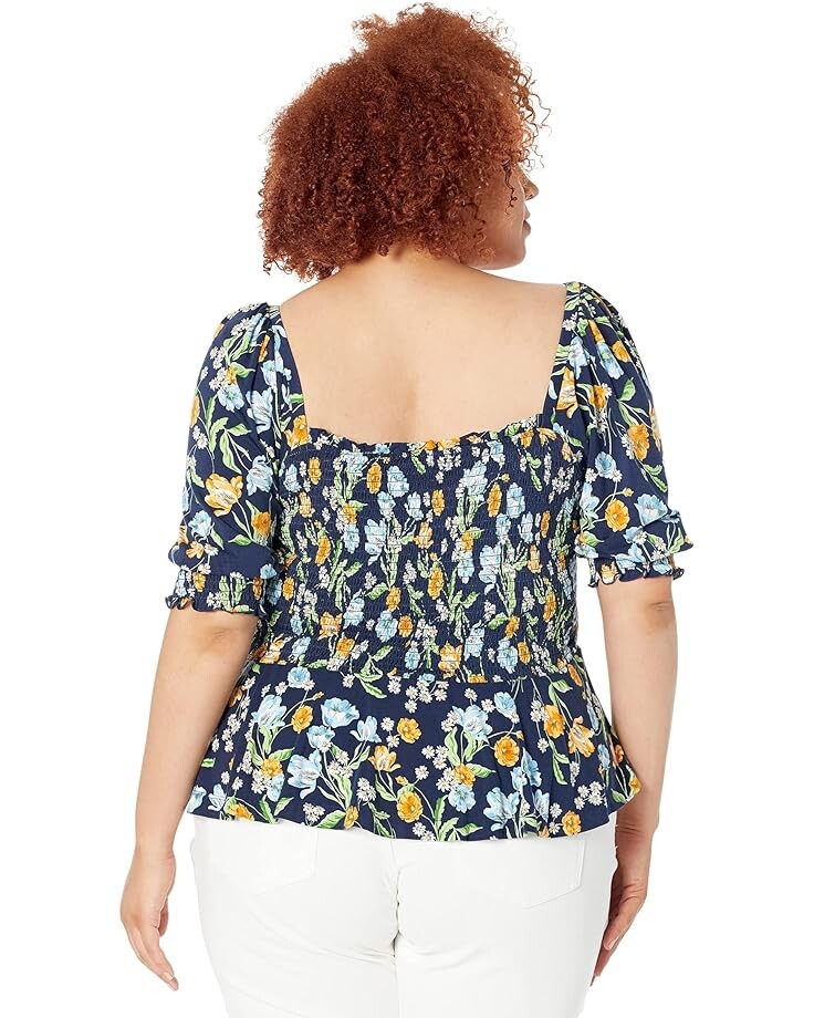 

Топ Draper James Plus Size Knit Smocked Top, цвет Nassau Navy Multi