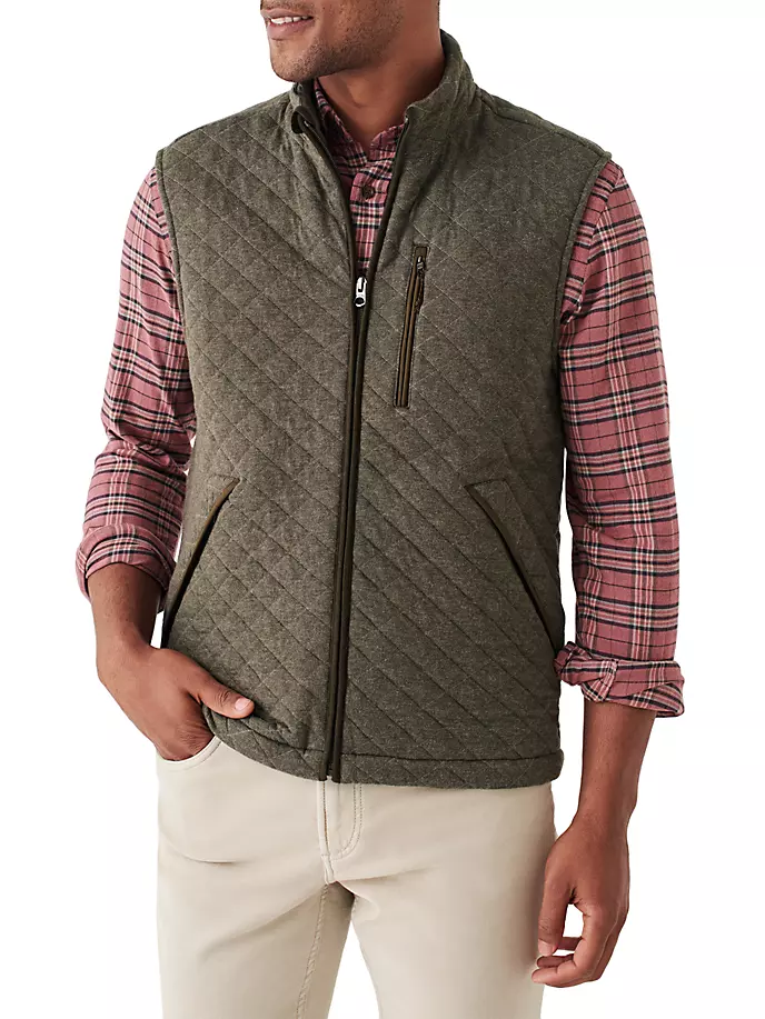 

Эпический стеганый флисовый жилет Faherty Brand, оливковый