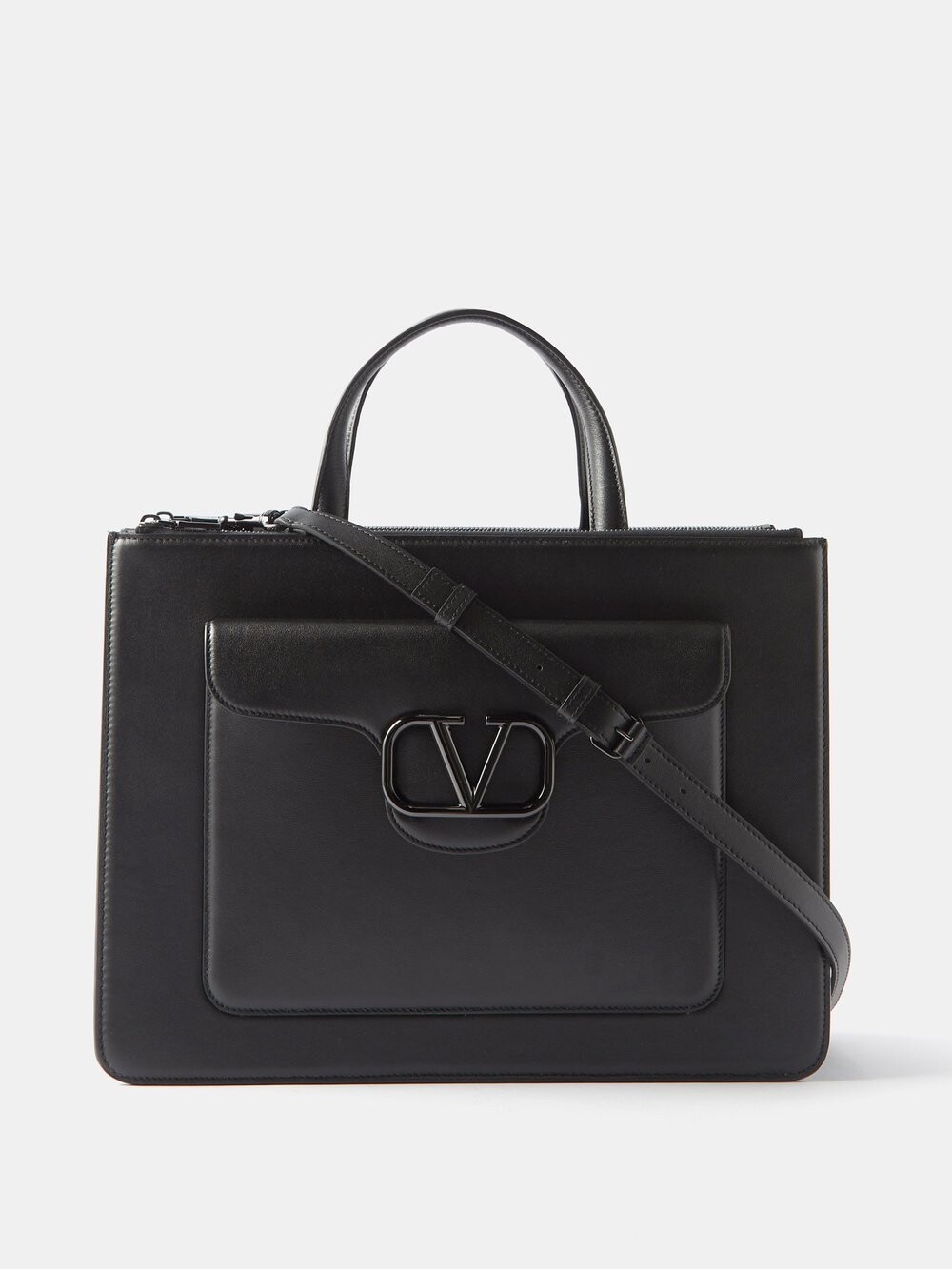 

Кожаный портфель с логотипом v Valentino Garavani, черный