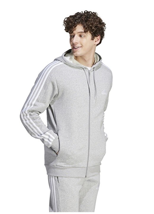 

Серая мужская куртка на молнии с капюшоном Adidas, Серый
