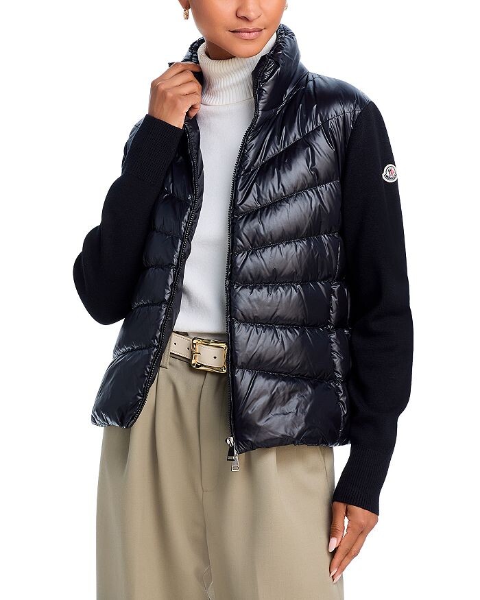 

Moncler Пуховик из шерсти смешанной техники, черный