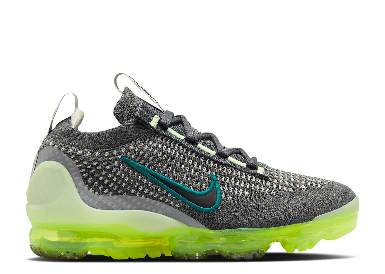 

Кроссовки Nike Air Vapormax 2021 Flyknit Gs 'Dark Grey Barely Volt', серый