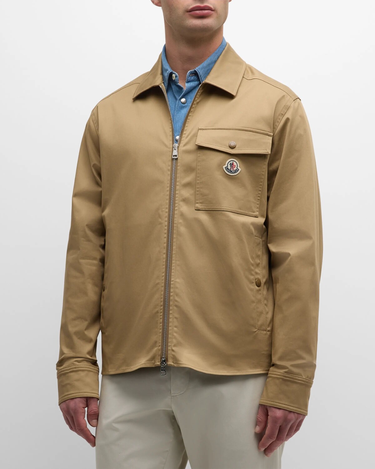 

Мужская рубашка из габардина на молнии Moncler, цвет Cognac