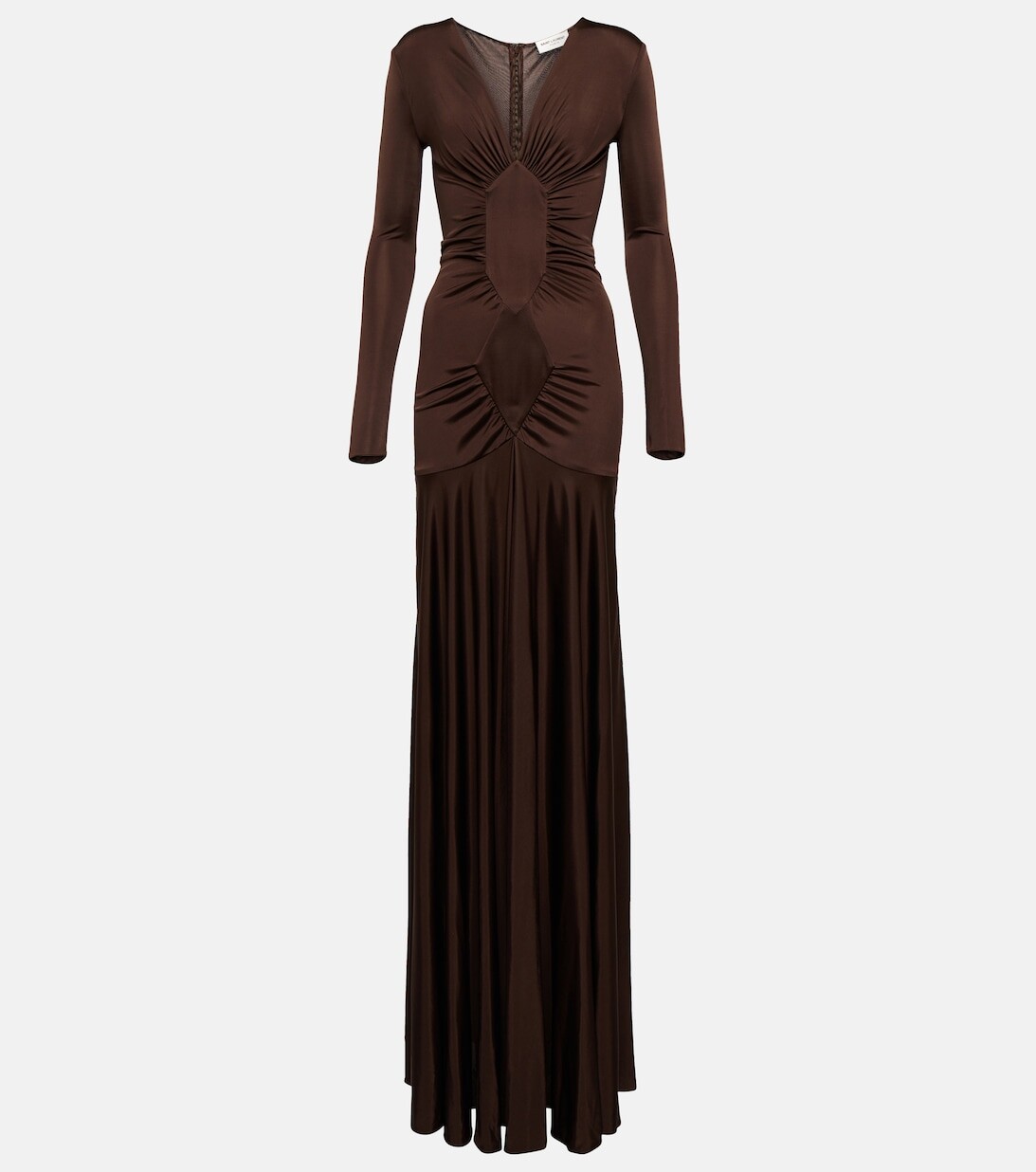 

Платье из джерси с рюшами SAINT LAURENT, коричневый