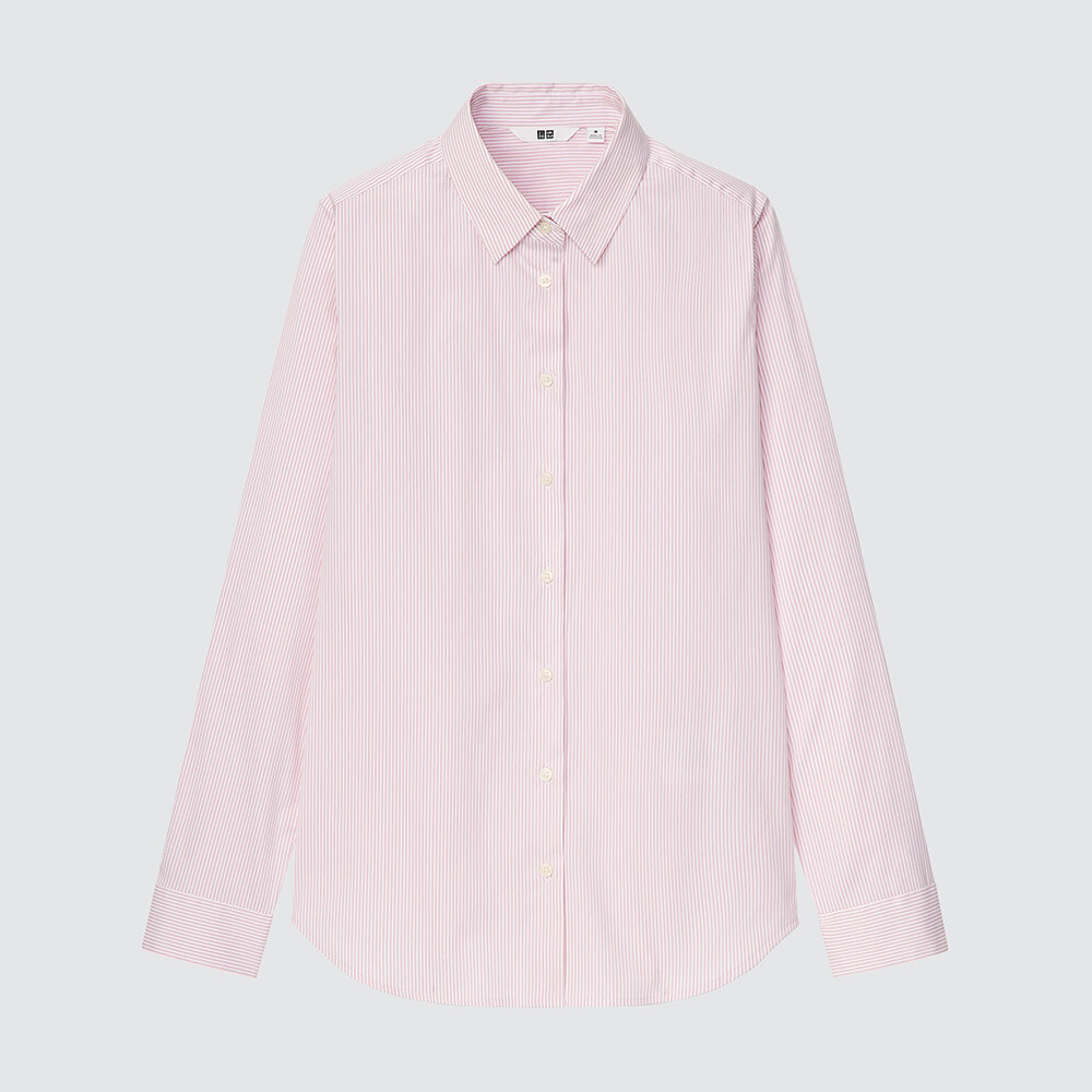 

Рубашка Uniqlo Supima Cotton формальная в полоску, розовый