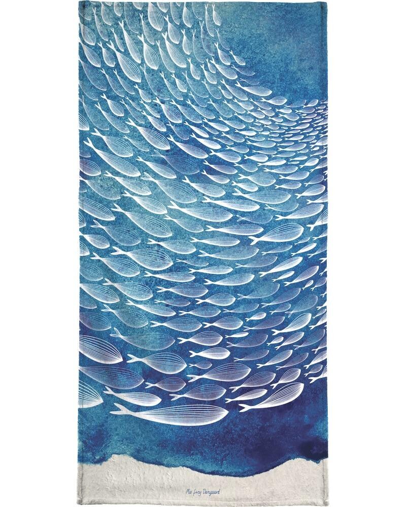 

Полотенце для ванной Juniqe Fish Shoal, цвет Blau & Weiß