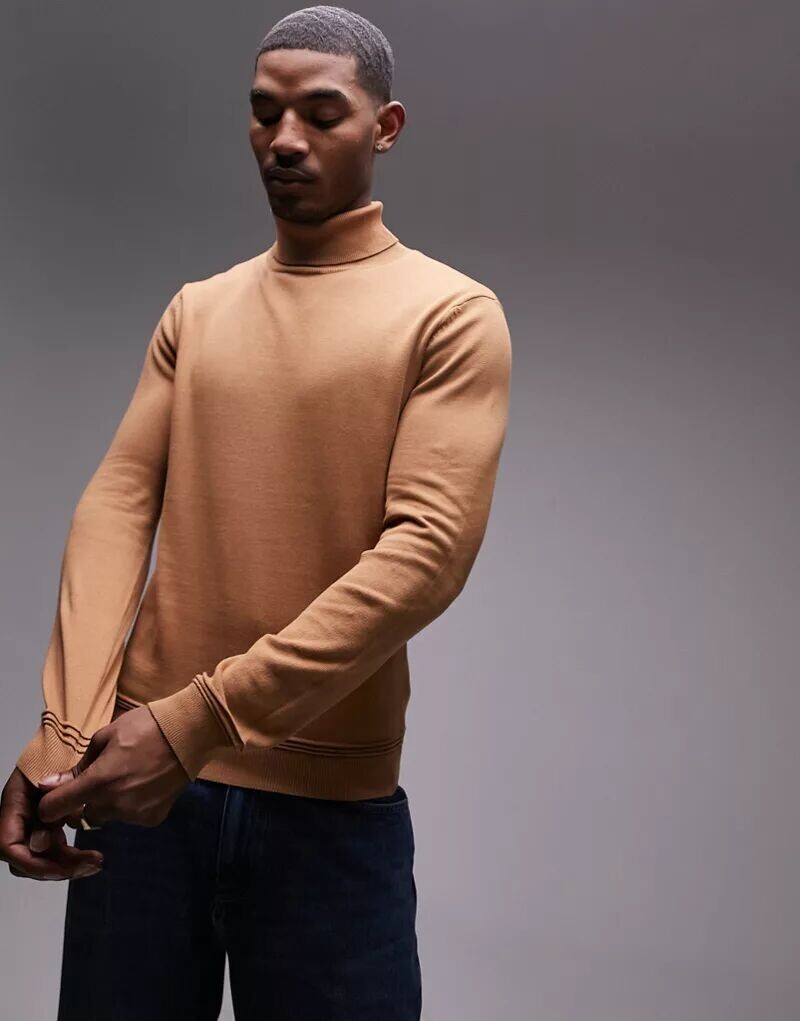 

Светло-коричневый джемпер с высоким воротником Topman