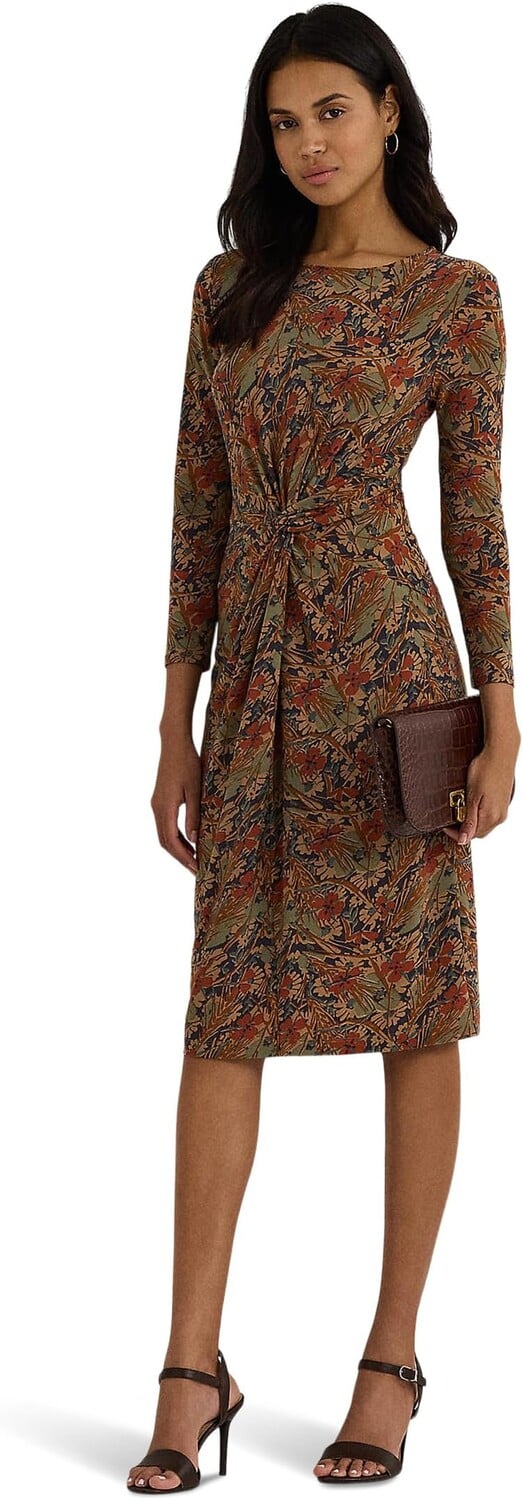 

Платье Lauren Ralph Lauren Floral Twist-Front Stretch Jersey Dress, цвет Cream Multi